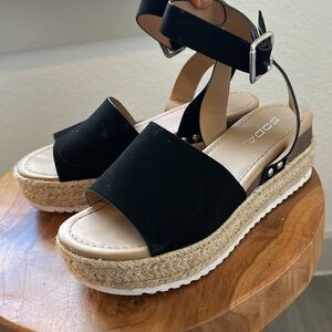 SODA TOPIC PLATFORM SANDALS. 2 sets a Black and a Tan set- sold separately.